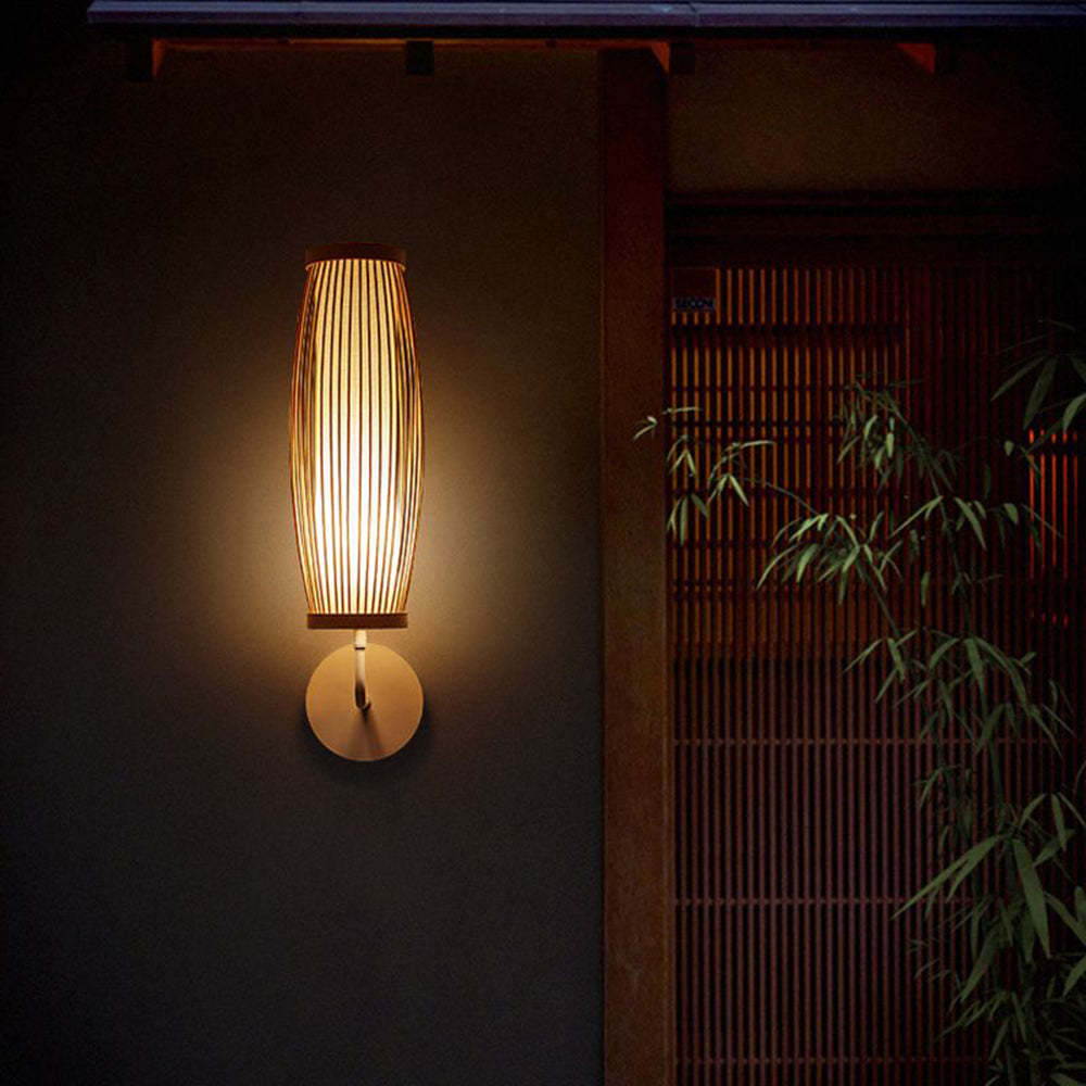 Muto Bamboo Rattan Wall Lamp. Japanese style lighting.