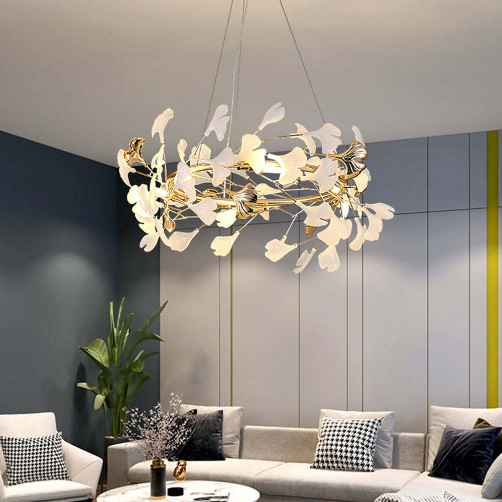 Olivia Modern Petal Shaped Metal Ceramic Chandelier Dining Room