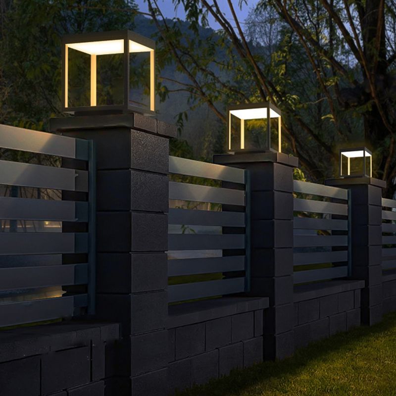 Riley LED Outdoor Light Post on fence