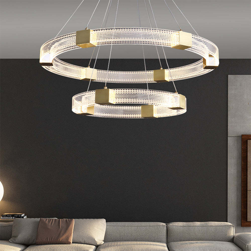 Evette Modern Round Acrylic Pendant Light in Living Room