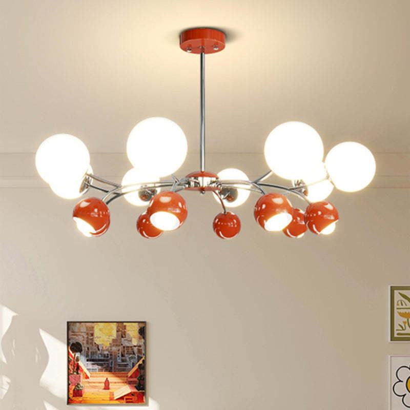 Modern orb chandelier with red accents, Lassola