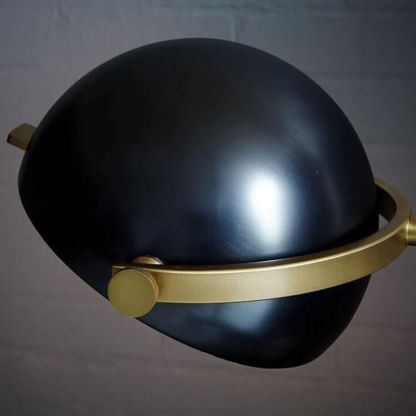 Eryn Floor Lamp lampshade detail, black metal and gold accents