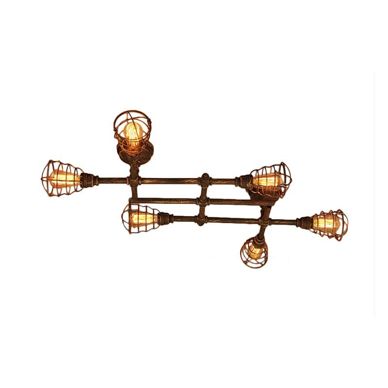 Brass Alessio Industrial Flush Mount Ceiling Light