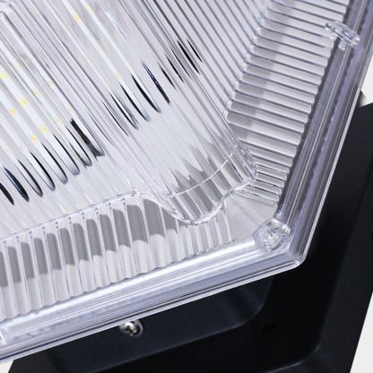 Riley outdoor LED lamp close-up: acrylic and metal details
