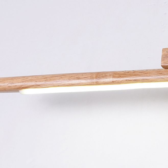 Ozawa Mirror Front Vanity Wall Lamp detail, wood and LED light