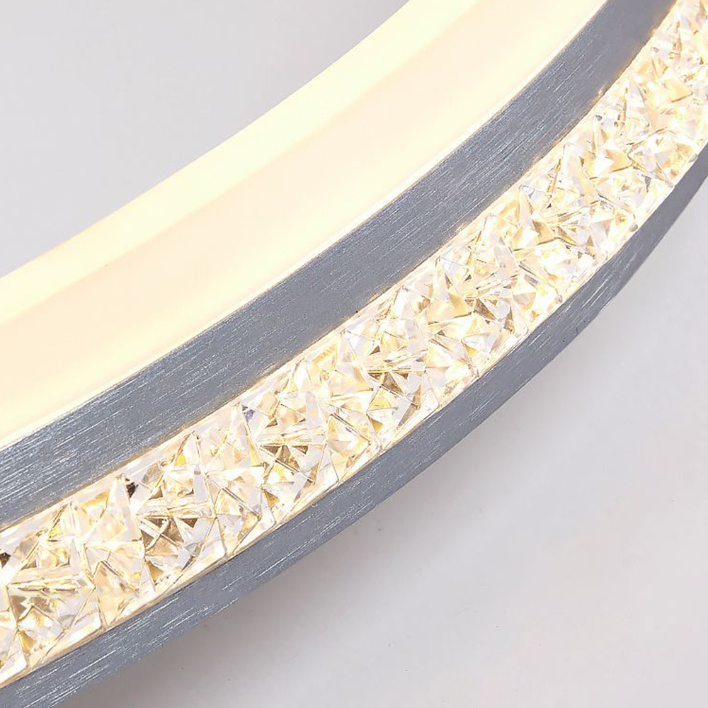 Close-up detail of Quinn Modern Ring Ceiling Light's Crystal Detail