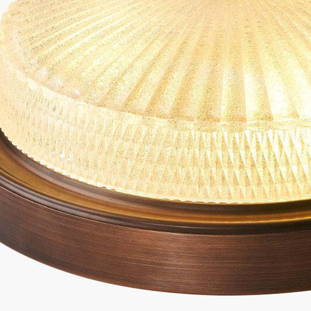Close-up of Alessio Vintage Flush Mount Ceiling Light glass.