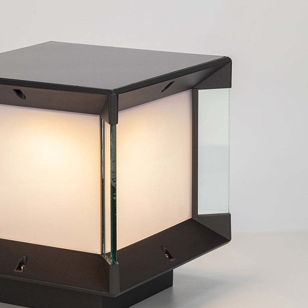 Riley Modern Outdoor Post Light - Black metal and glass design