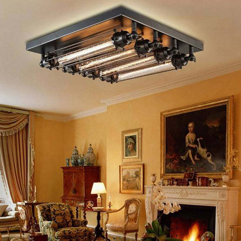 Alessio vintage flush mount ceiling light in living room