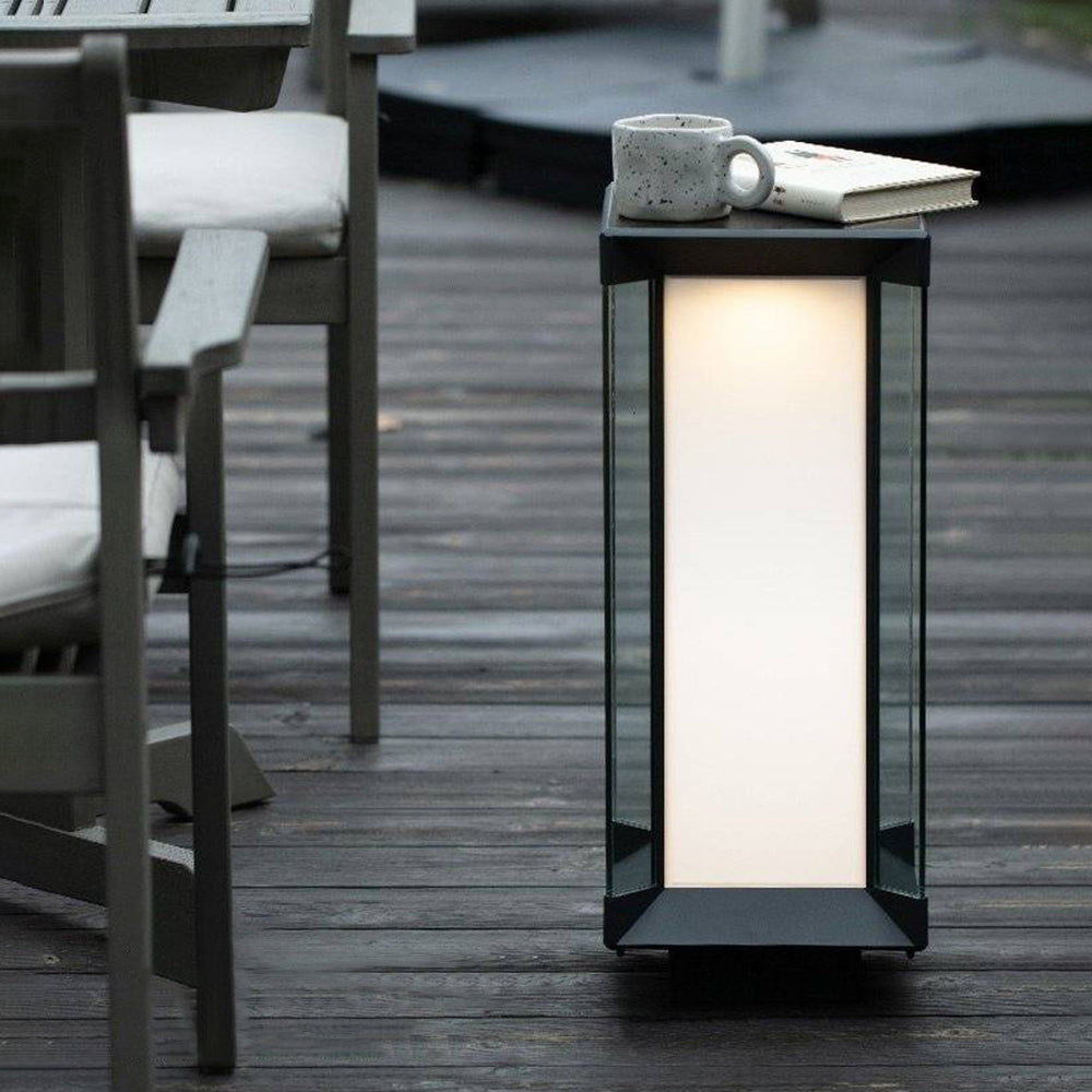 Orr Cuboid solar floor lamp with mug and book