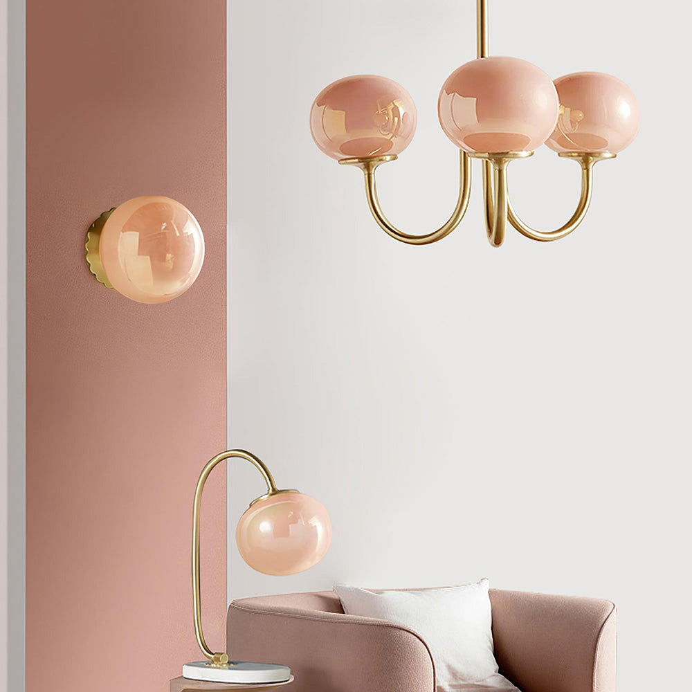 Art Deco Globe Lighting: Pink Chandelier & Lamps