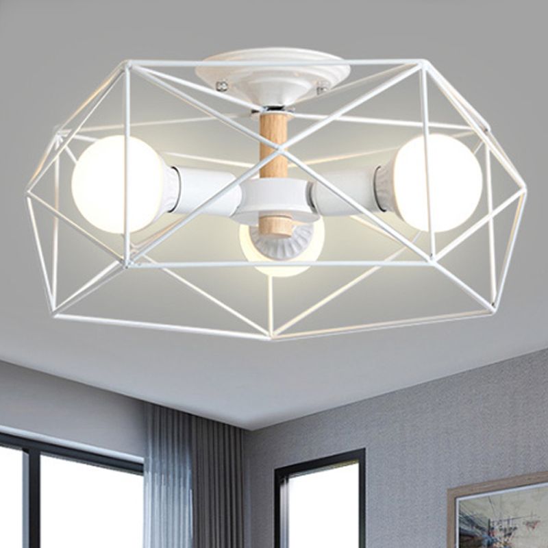 White geometric ceiling light fixture, modern design