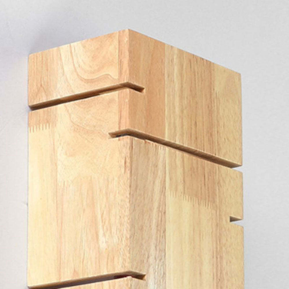 Ozawa Wood Wall Lamp Detail, Rectangular with carved lines