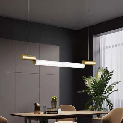 Edge gold pendant light for dining room, minimalist style