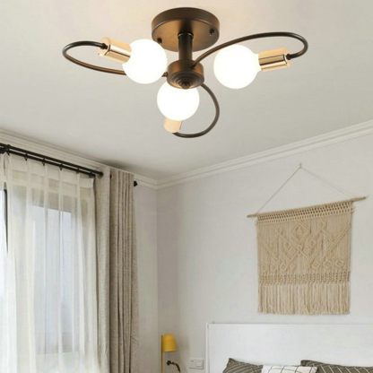 Valentina ceiling light installed in bedroom, warm lighting