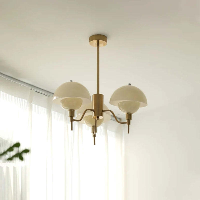 Hailie Modern Pendant Light, beige glass shades