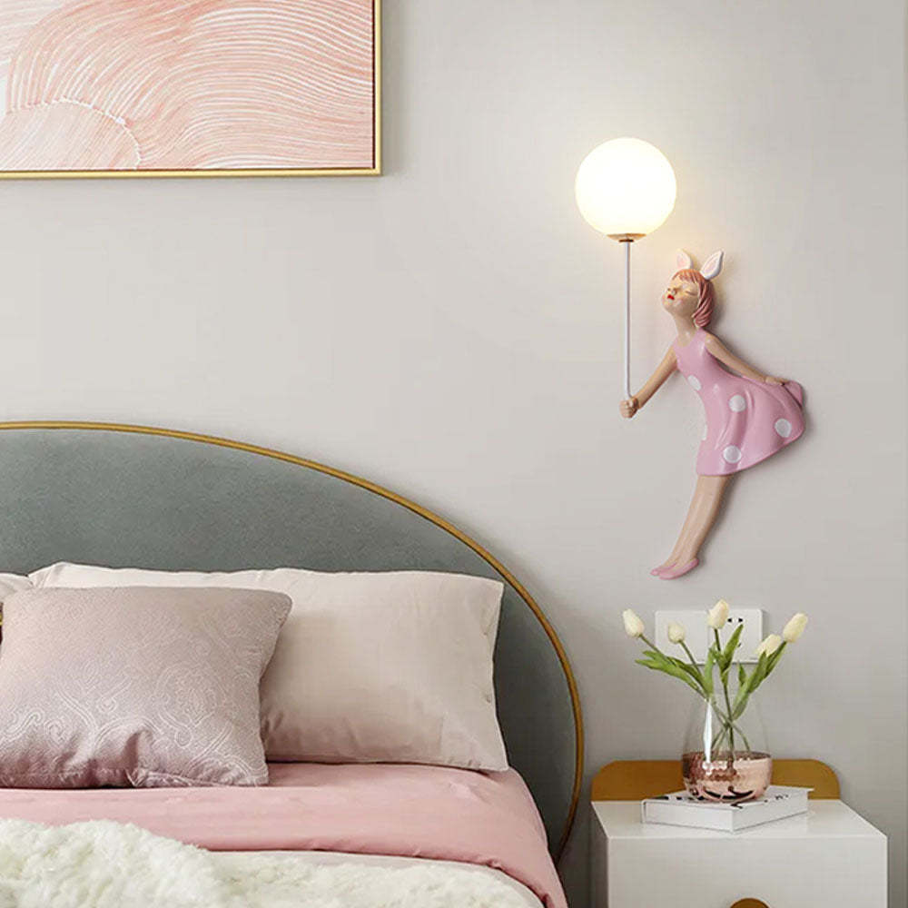 Minori Girl Shape Acrylic Wall Lamp in Children's Room