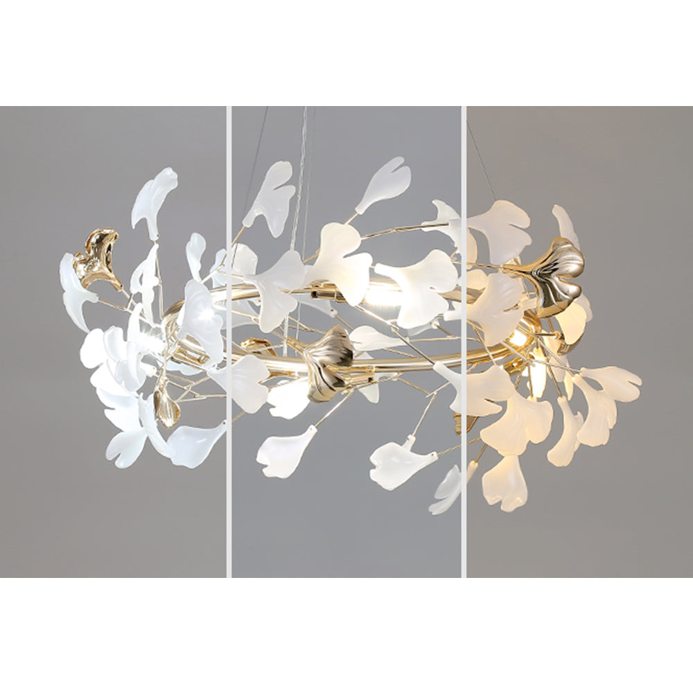 Modern Petal Shaped Metal Ceramic Chandelier Dining Room