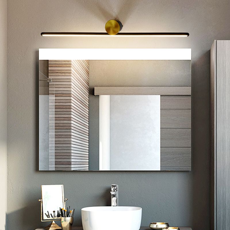 Modern bathroom with metal vanity wall lamp and mirror