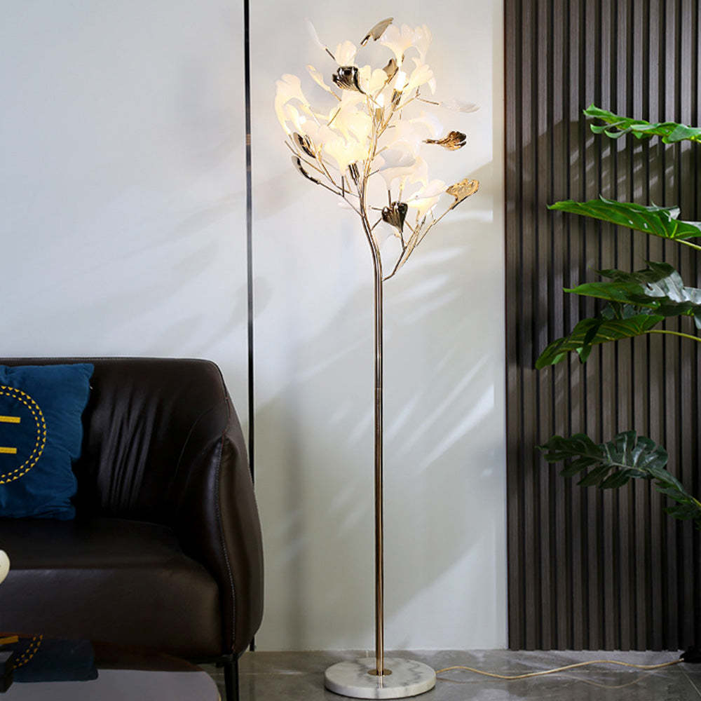 Olivia Leaf Floor Lamp in living room, modern decor