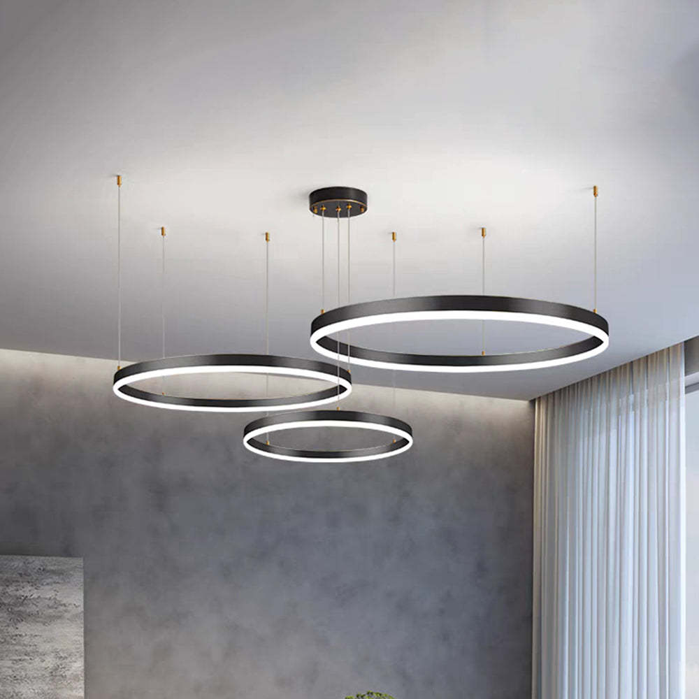 Arisha modern pendant lights, circular LED rings for living room. Arisha Modern Pendant Light Tir-Circle Metal