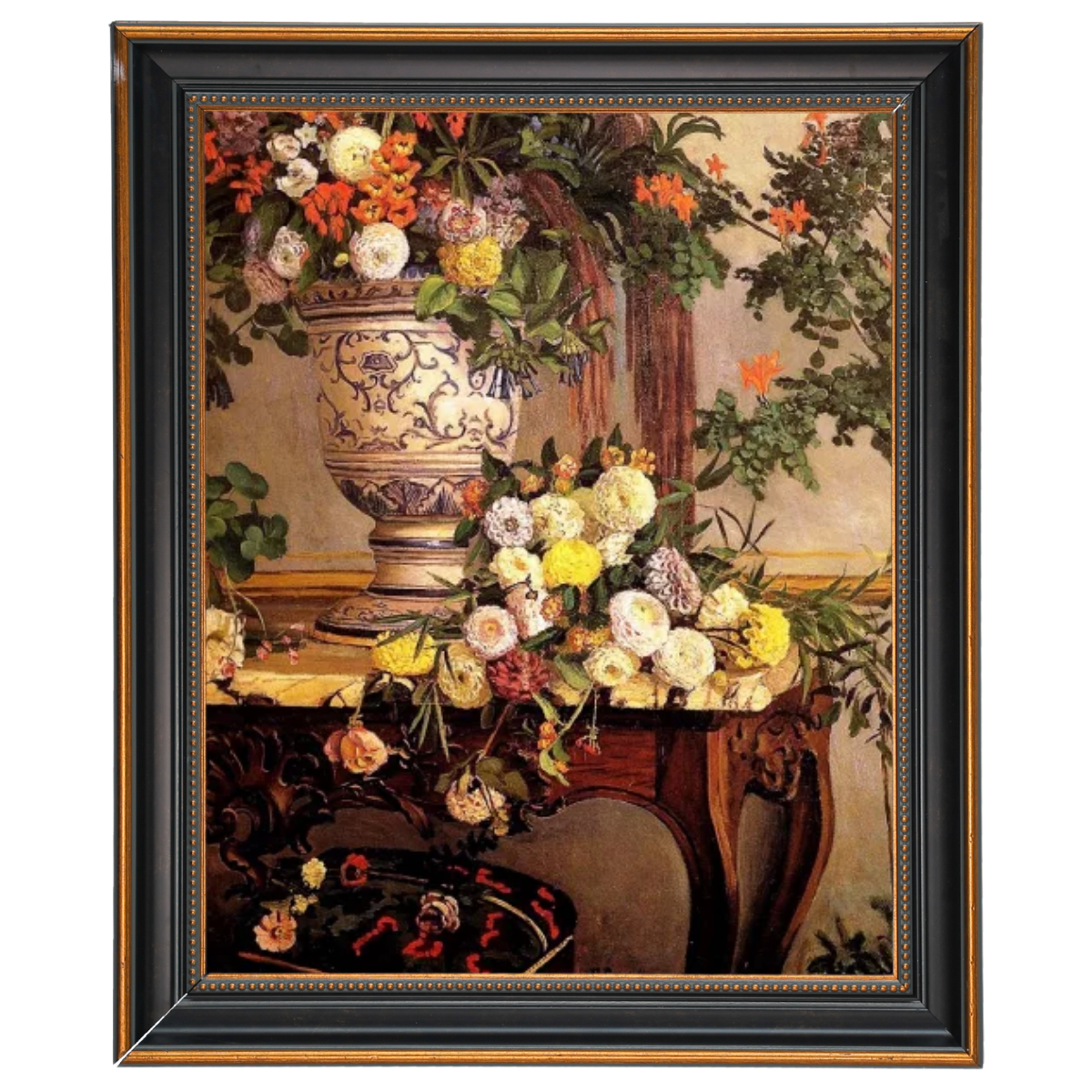 Frederic Bazille Flowers Oil Painting Reproduction in Decorative Frame