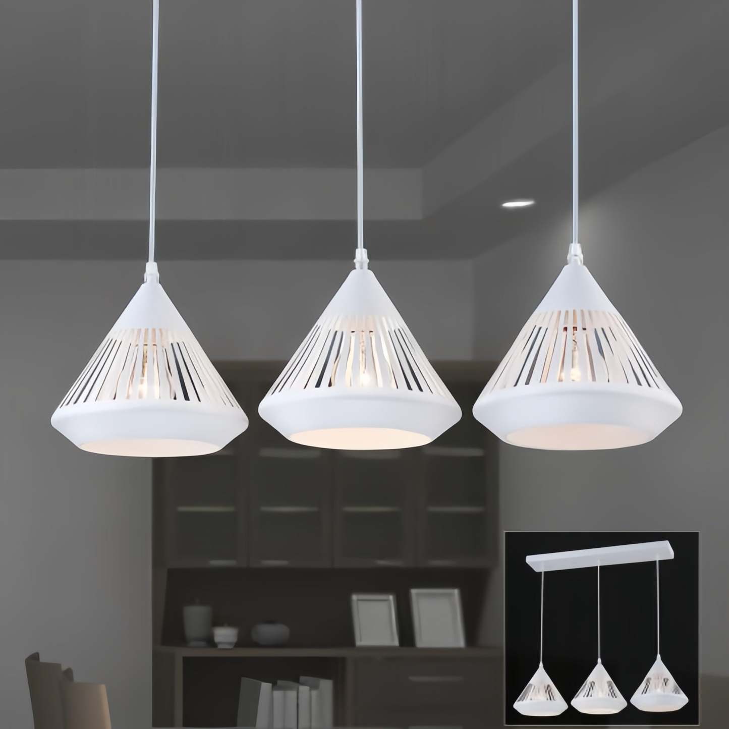White Nazifa Modern Minimalist Pendant Lights - Conical Design