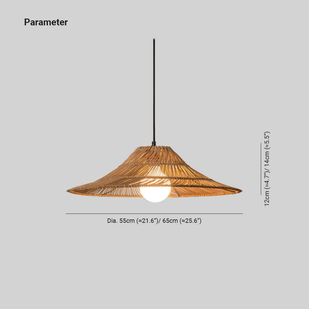 Muto Rattan Pendant Light Dimensions, Diameter: 55cm/65cm, Height: 12cm/14cm