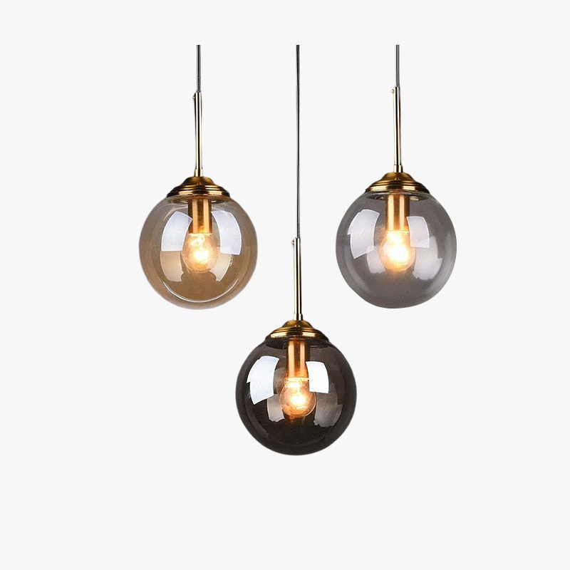 Valentina Designer Bubble Glass Pendant Light, showcasing three glass ball lights.