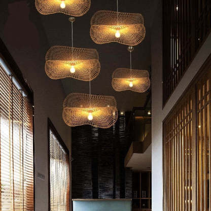 Muto Rattan Pendant Lights illuminate modern interior, Artistic Lighting Muto Woven Rattan Pendant Light, Dining Room/Bedroom/Restaurant