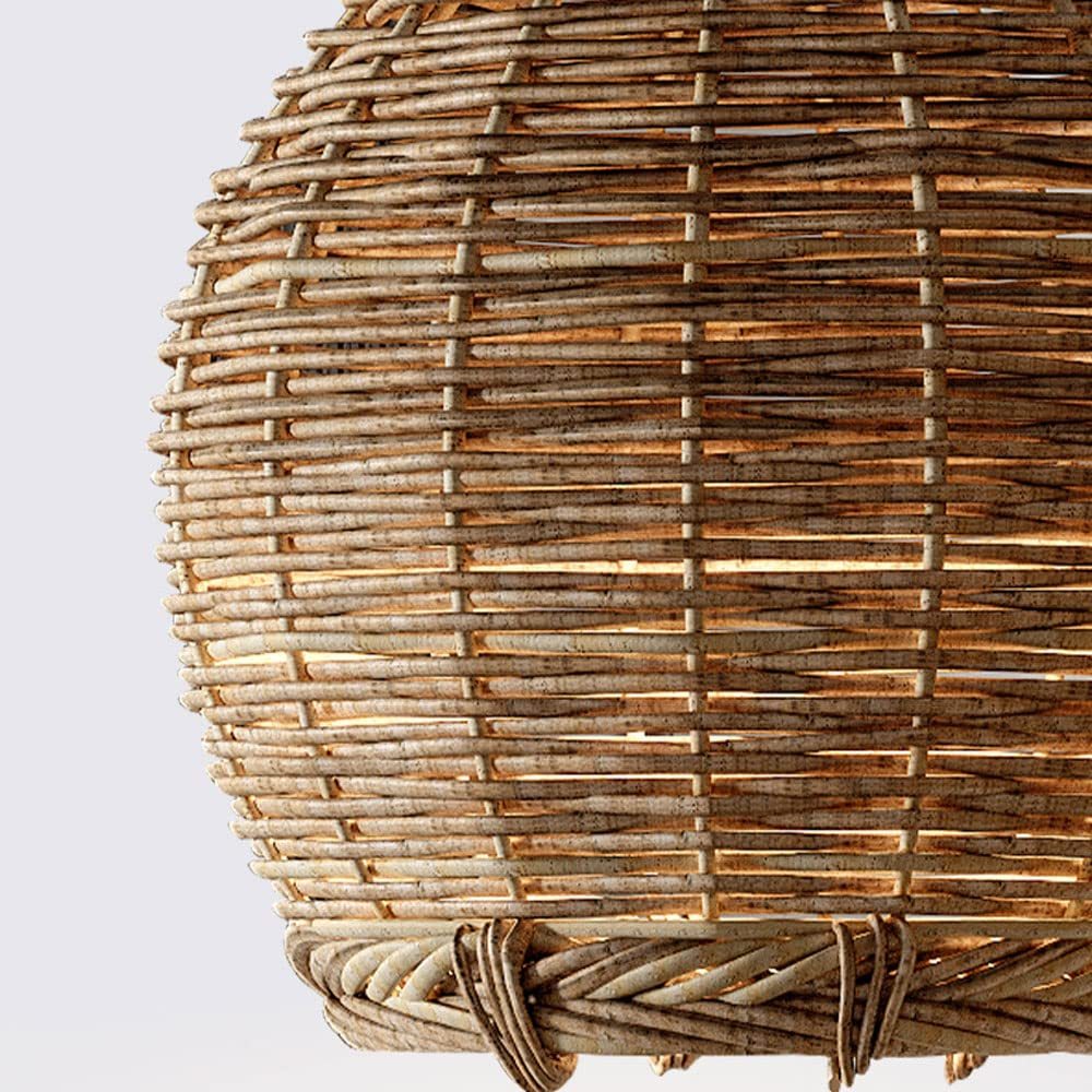 Close-up of Muto Retro Rattan Pendant Light shade