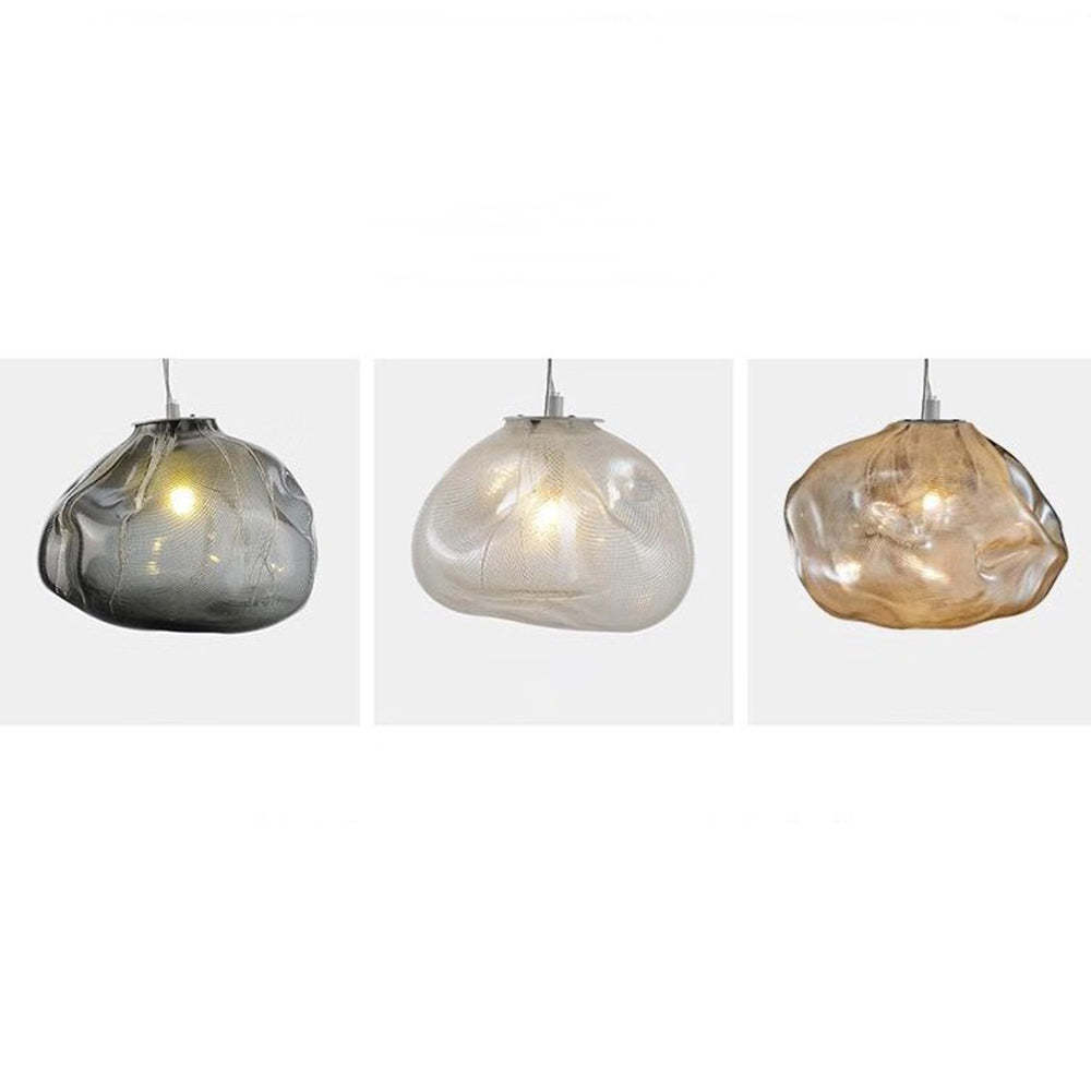 Byers pendant light: clear, gray & amber glass.