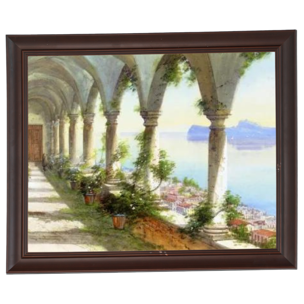 Capri Island colonnade oil painting framed
