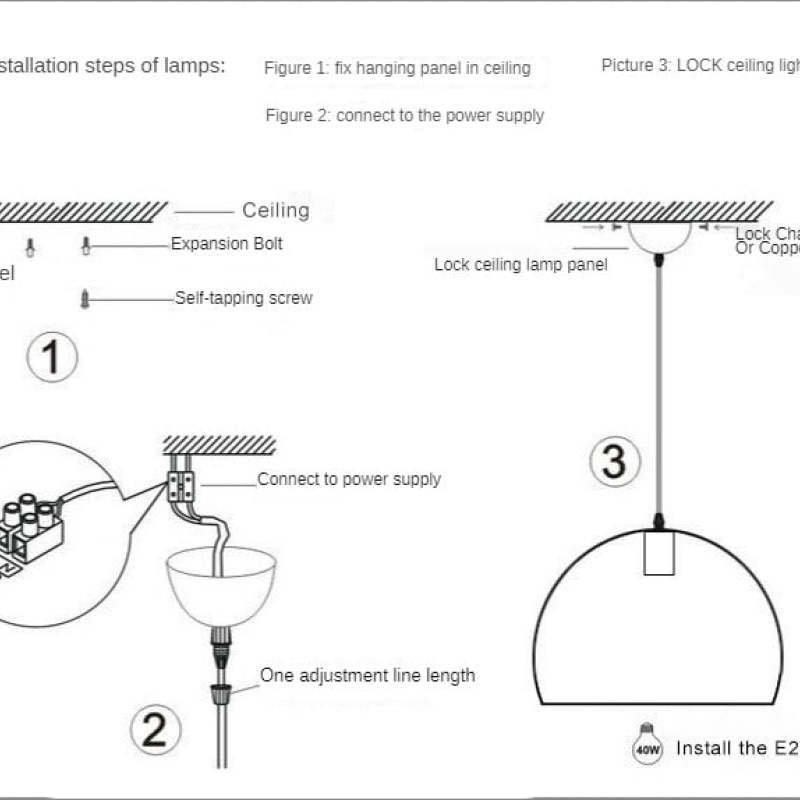 Alessio pendant light installation guide. Industrial lighting steps.