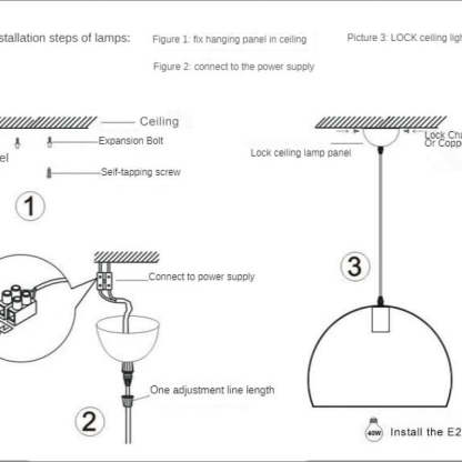 Alessio pendant light installation guide. Industrial lighting steps.