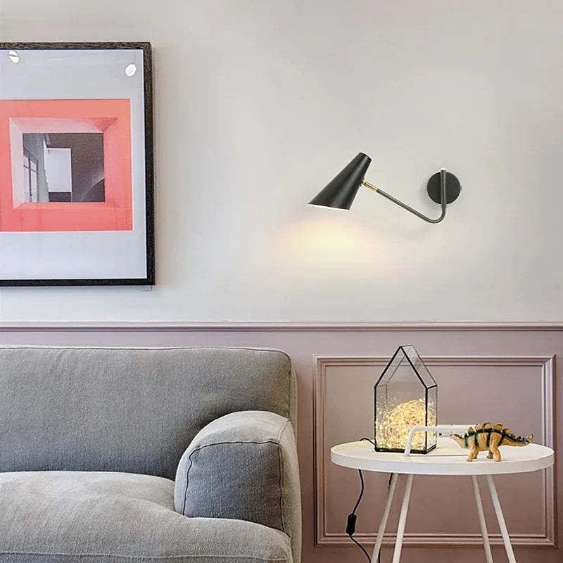 Black LED Wall Lamp in Modern Living Room