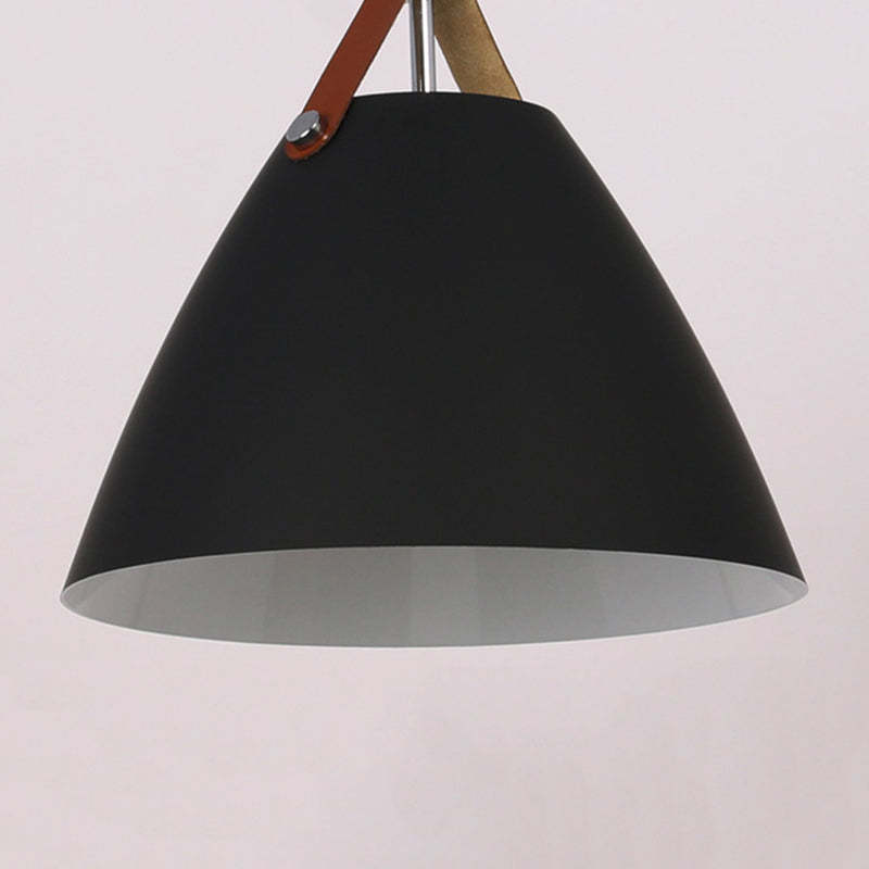 Black Carins Pendant Light with Leather Strap Detail