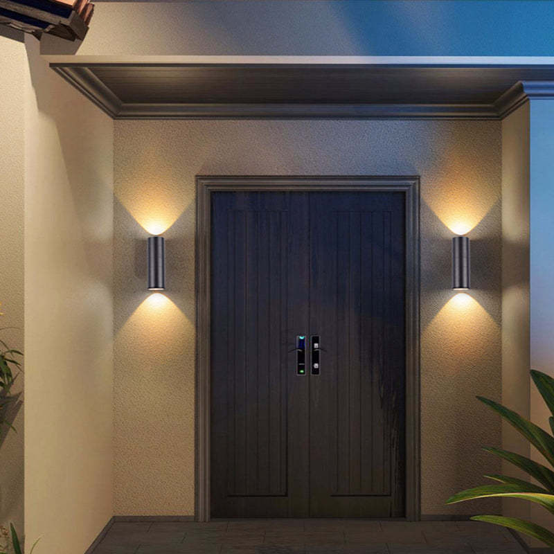 Orr double-headed outdoor wall lamp illuminates a doorway