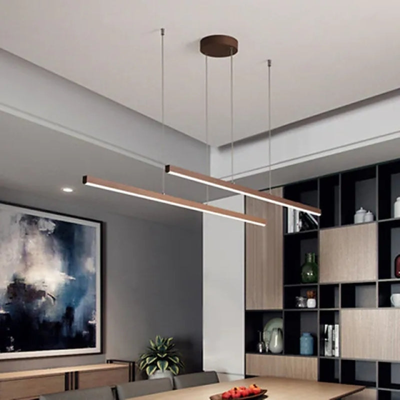 Modern minimalist pendant light fixture in dining room setting