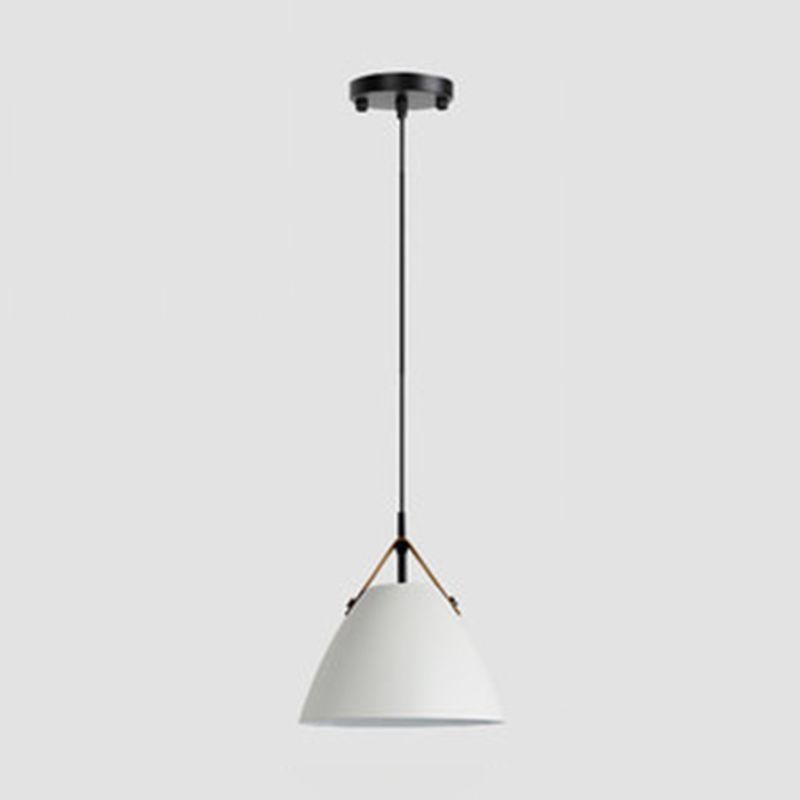 White Morandi Pendant Light with Leather Strap Detail