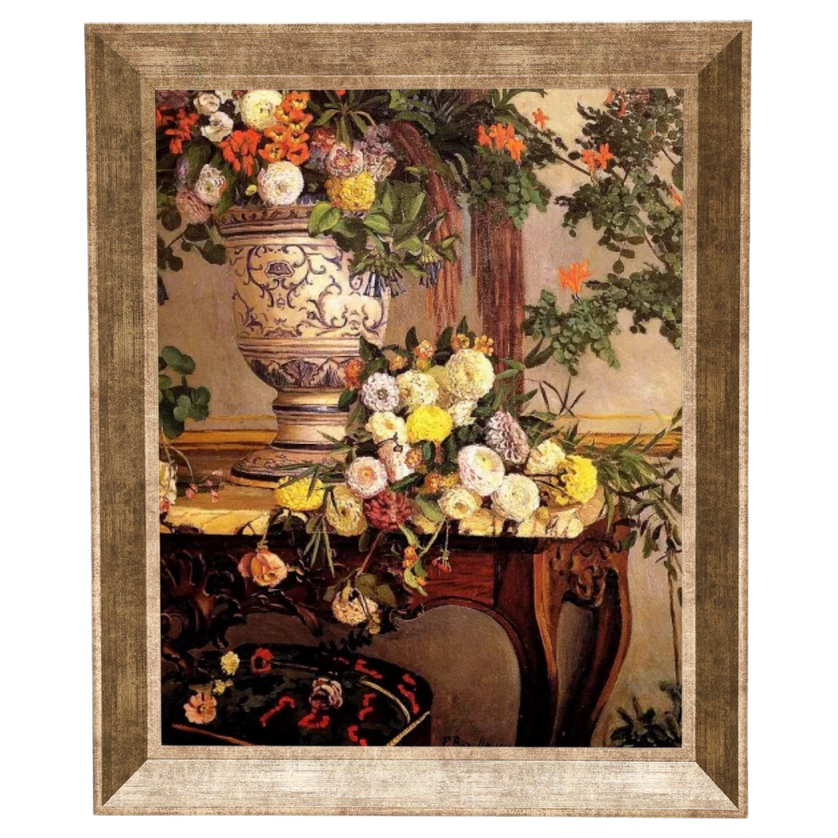 Flowers by Frederic Bazille: Framed floral still life painting
