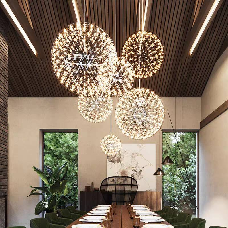 Lowry Firework Pendant Lights over dining table