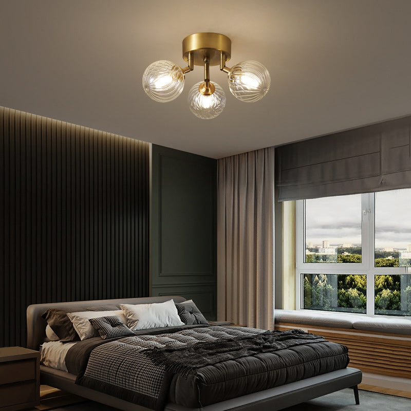 Modern Brass & Glass Bubble Ceiling Light in Bedroom