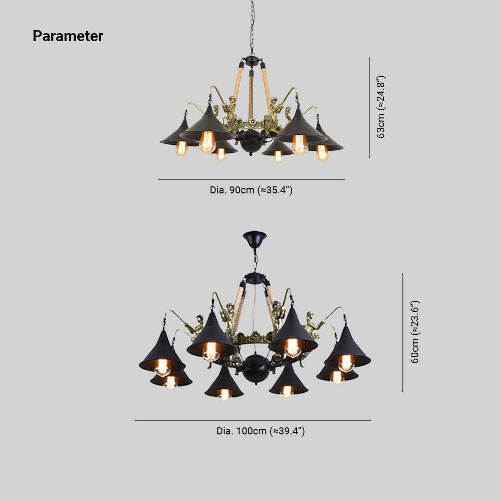 Epoch Vintage Trumpet Chandelier dimensions