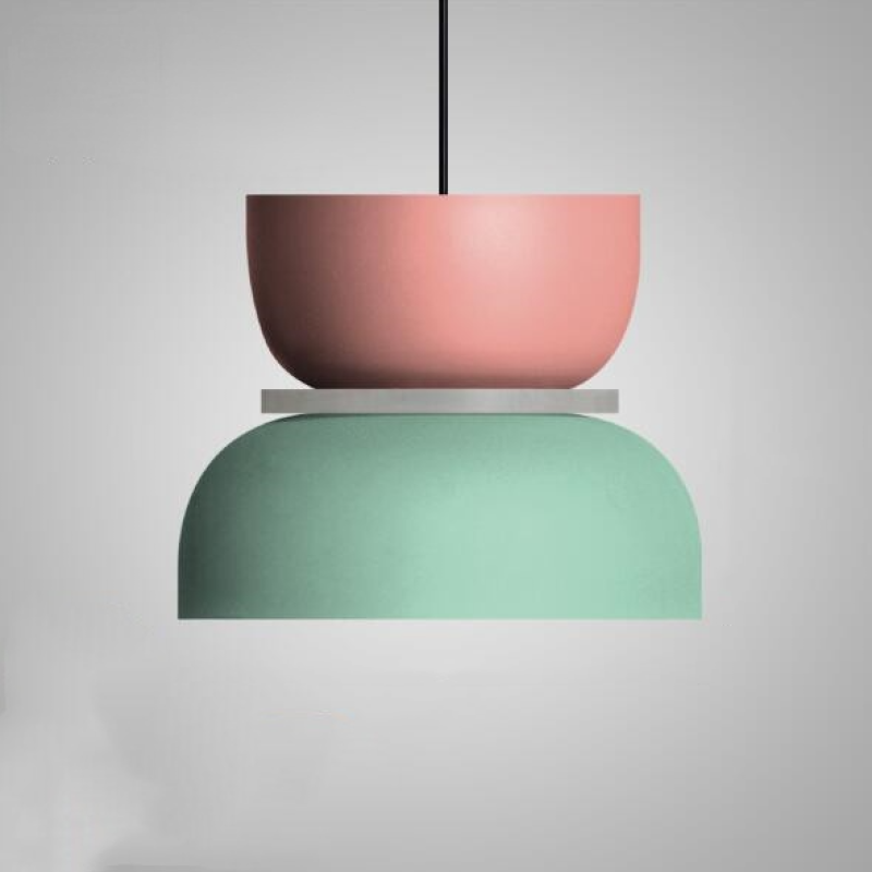 Morandi Industrial Pendant Light - Pink and Green