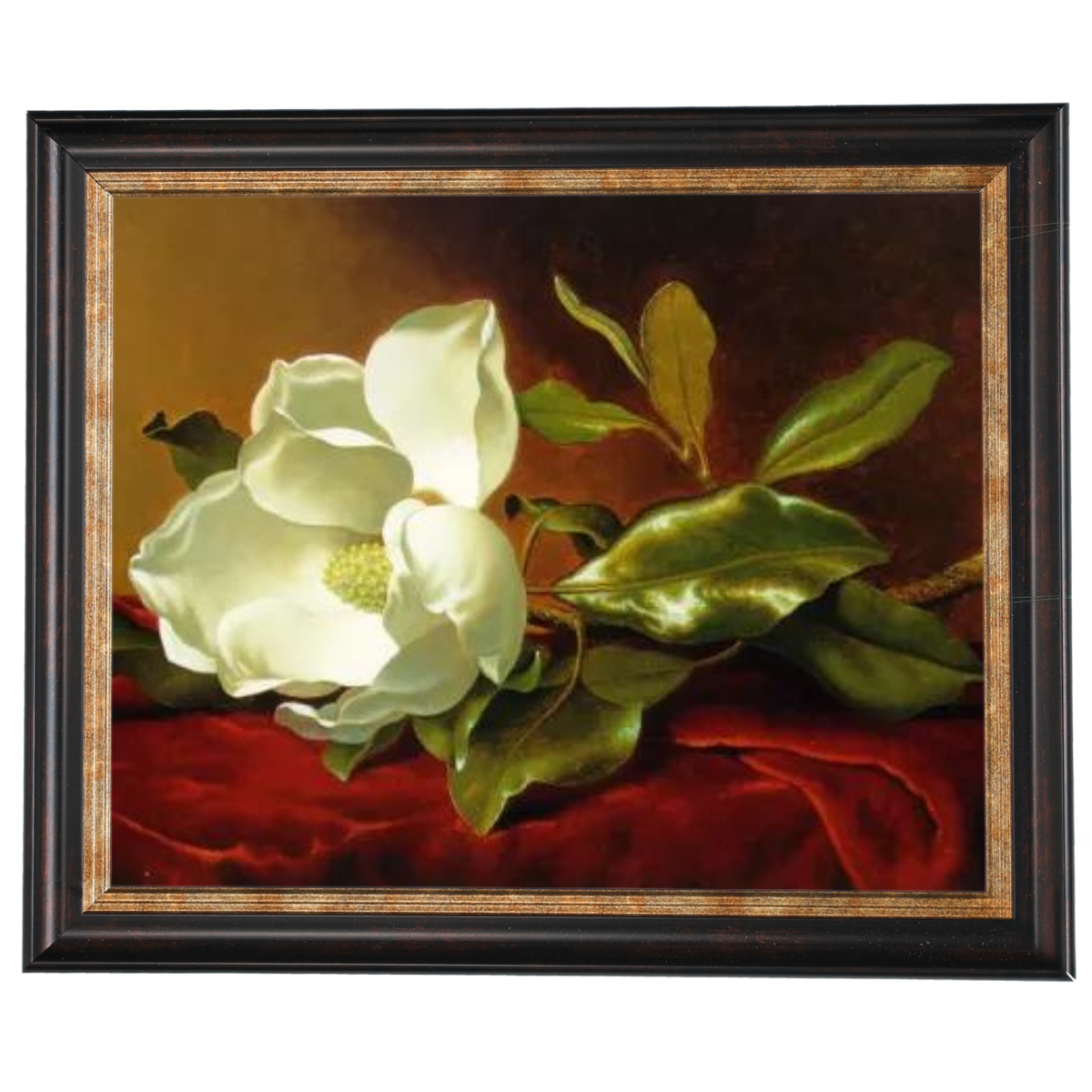 Magnolia flower oil painting, framed wall art for bedroom decor