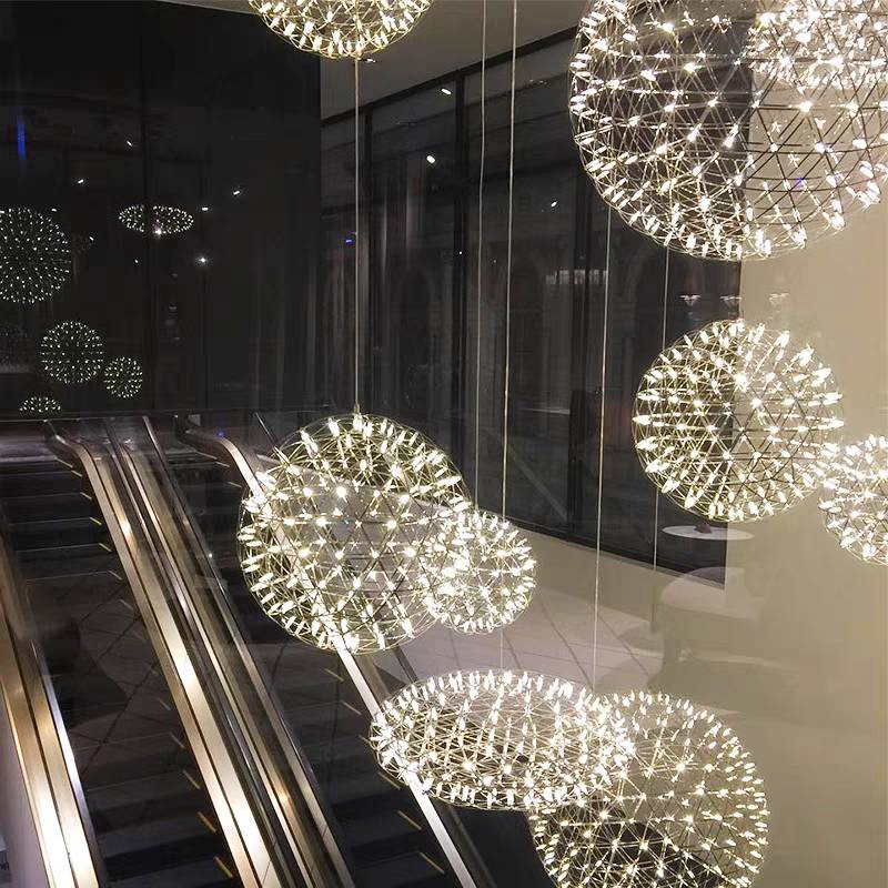 Lowry Firework Pendant Lights illuminating a modern space