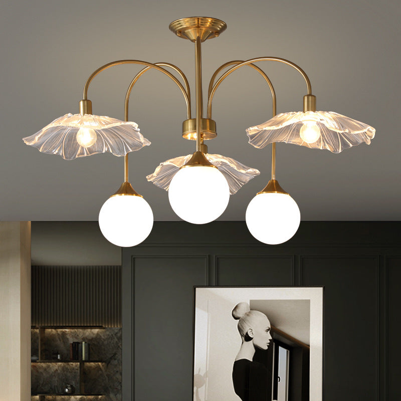 Hailie Nordic chandelier with glass shades