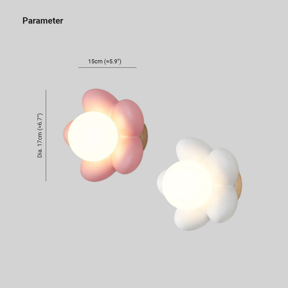 Veta Modern Wall Lamp - Flower design, size details, bedroom lighting