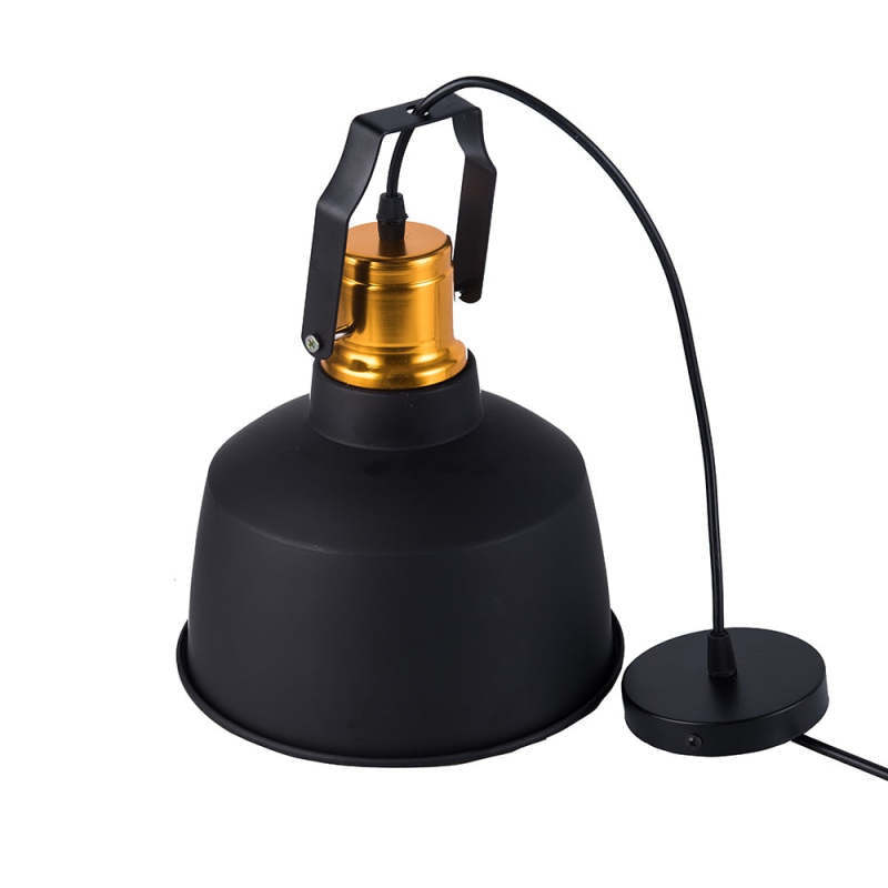 Black Alessio Farmhouse Pendant Light with Brass Accents
